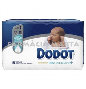 DODOT PAÑAL INFANTIL T1 PRO SENSITIVE+ 2-5 KG 38 UNITATS