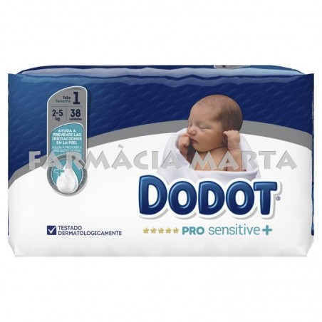 DODOT PAÑAL INFANTIL T1 PRO SENSITIVE+ 2-5 KG 38 UNITATS