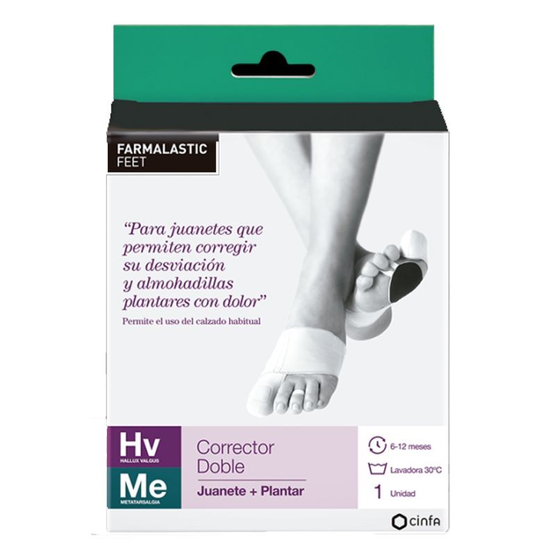 FARMALASTIC FEET CORRECTOR DOBLE JUANETE + PLANTAR T-M PEU ESQUERRA UNA UNITAT