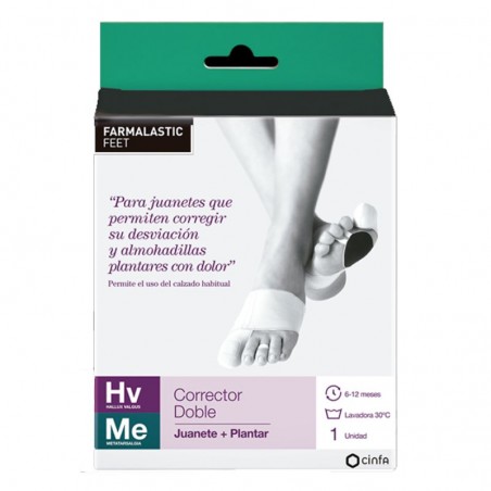 FARMALASTIC FEET CORRECTOR DOBLE JUANETE + PLANTAR T-G PEU ESQUERRA UNA UNITAT