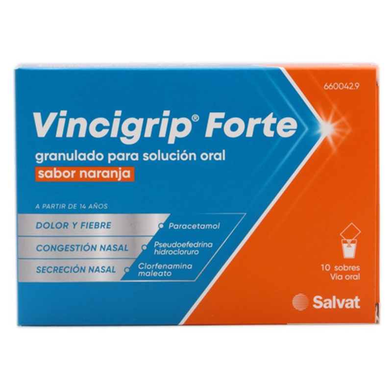 VINCIGRIP FORTE GRANULAT SOLUCIÓ ORAL 10 SOBRES