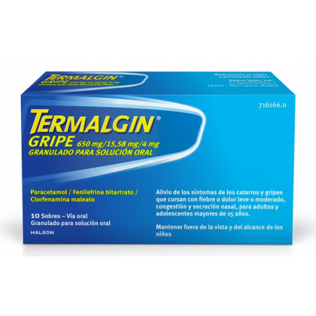 TERMALGIN GRIPE 650 MG/15,58 MG/4 MG GRANULAT 10 SOBRES