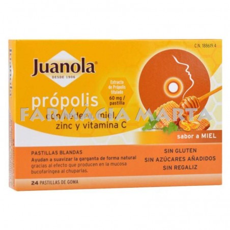 JUANOLA PRÓPOLIS HEDERA MIEL 24 PASTILLES