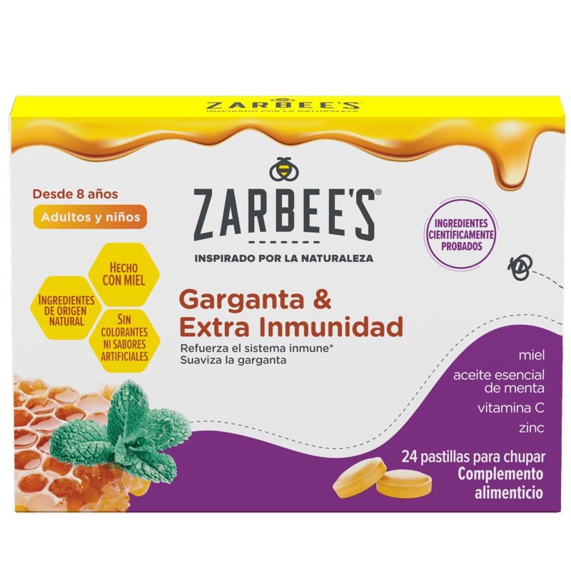 ZARBEES GARGANTA EXTRA INMUNIDAD 24 PASTILLES