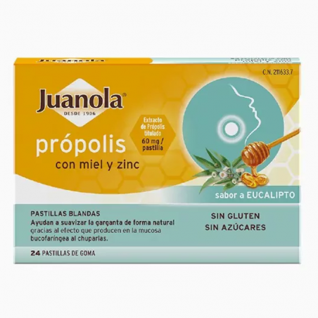 JUANOLA PRÓPOLIS MIEL ZINC 24 PASTILLES